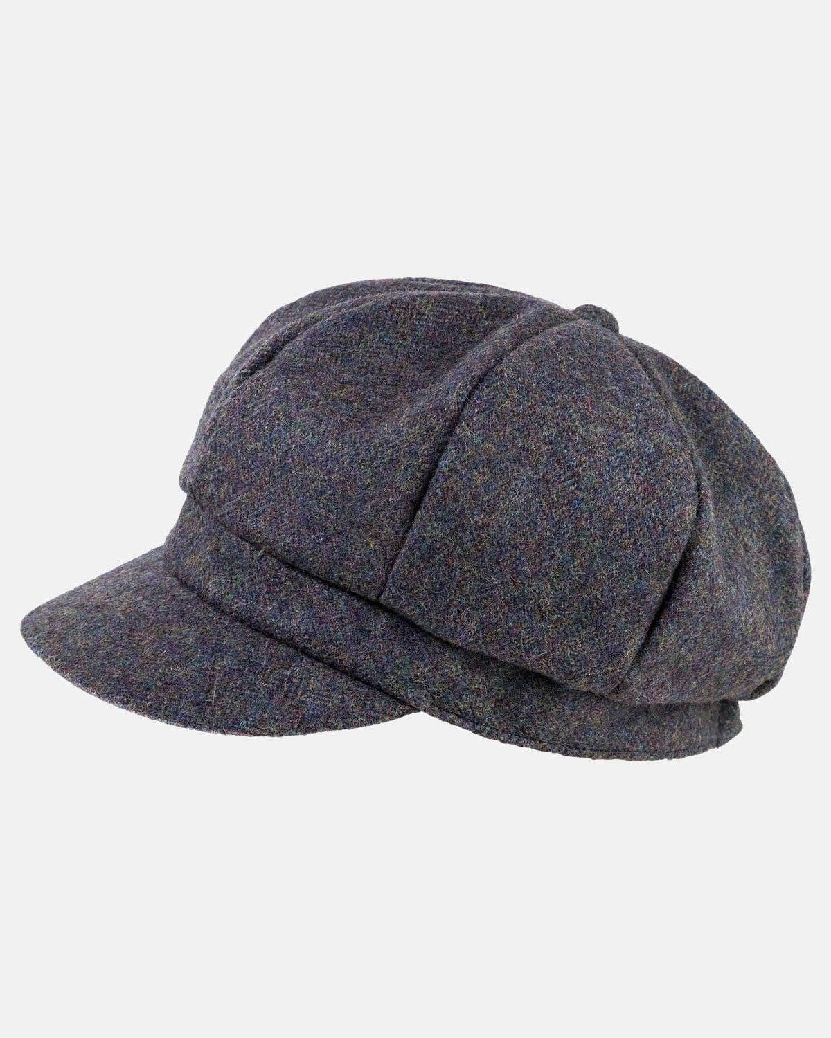 Tweed Wool Baker Boy Cap: Aubergine