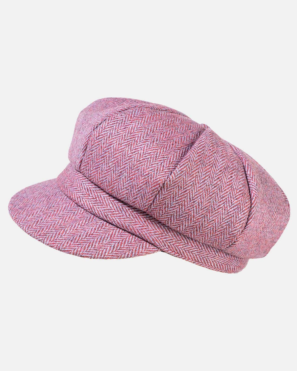 Tweed Wool Baker Boy Cap: Raspberry