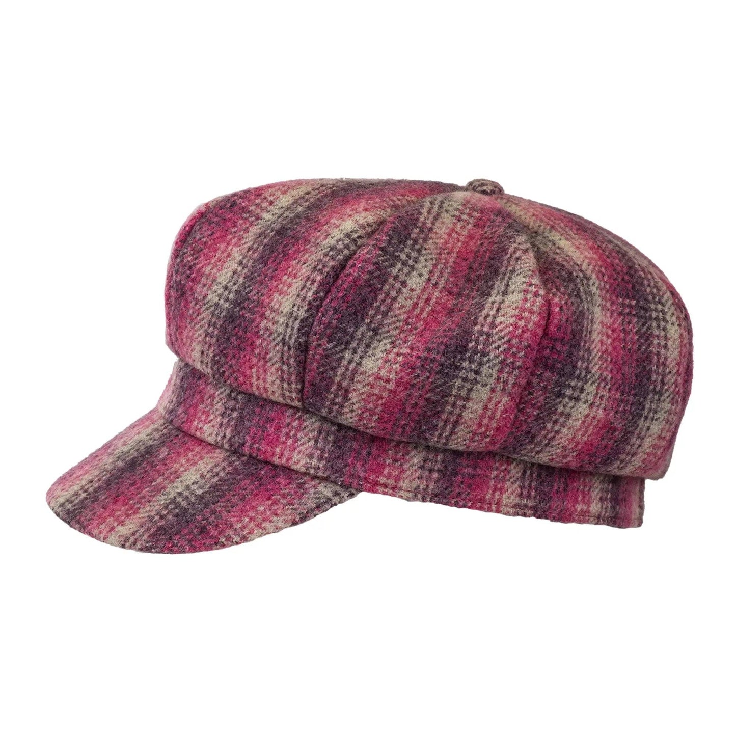 Checked Wool Look Winter Baker Boy Peak Cap.: Orange