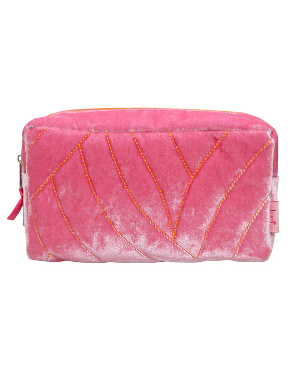 Quilted Velvet Cosmetic Purse Candy Pink