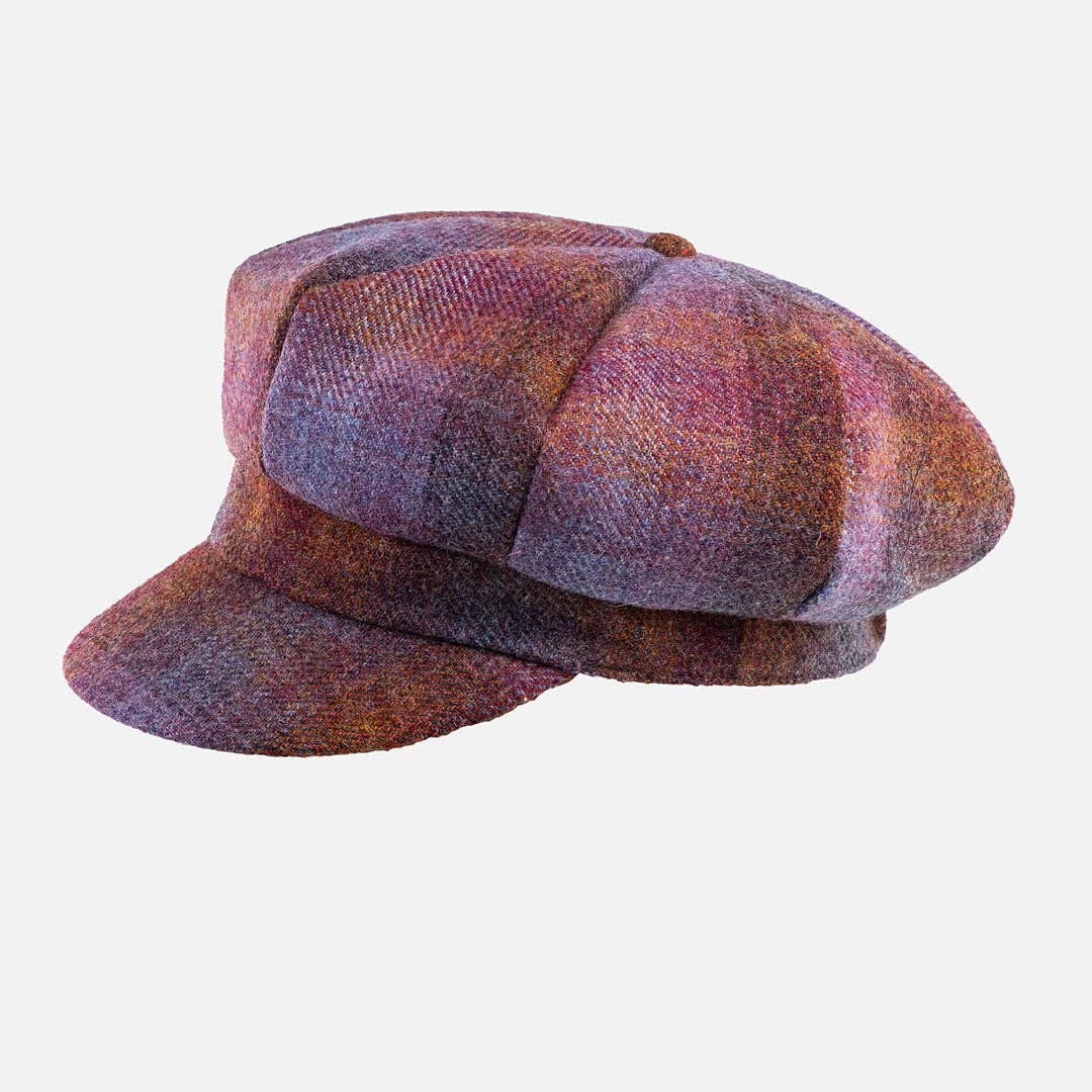 Tweed Wool Baker Boy Cap: Raspberry