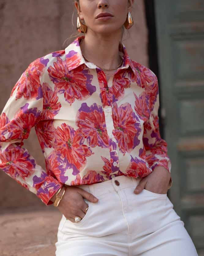 Chelsea Cotton Shirt - Peony