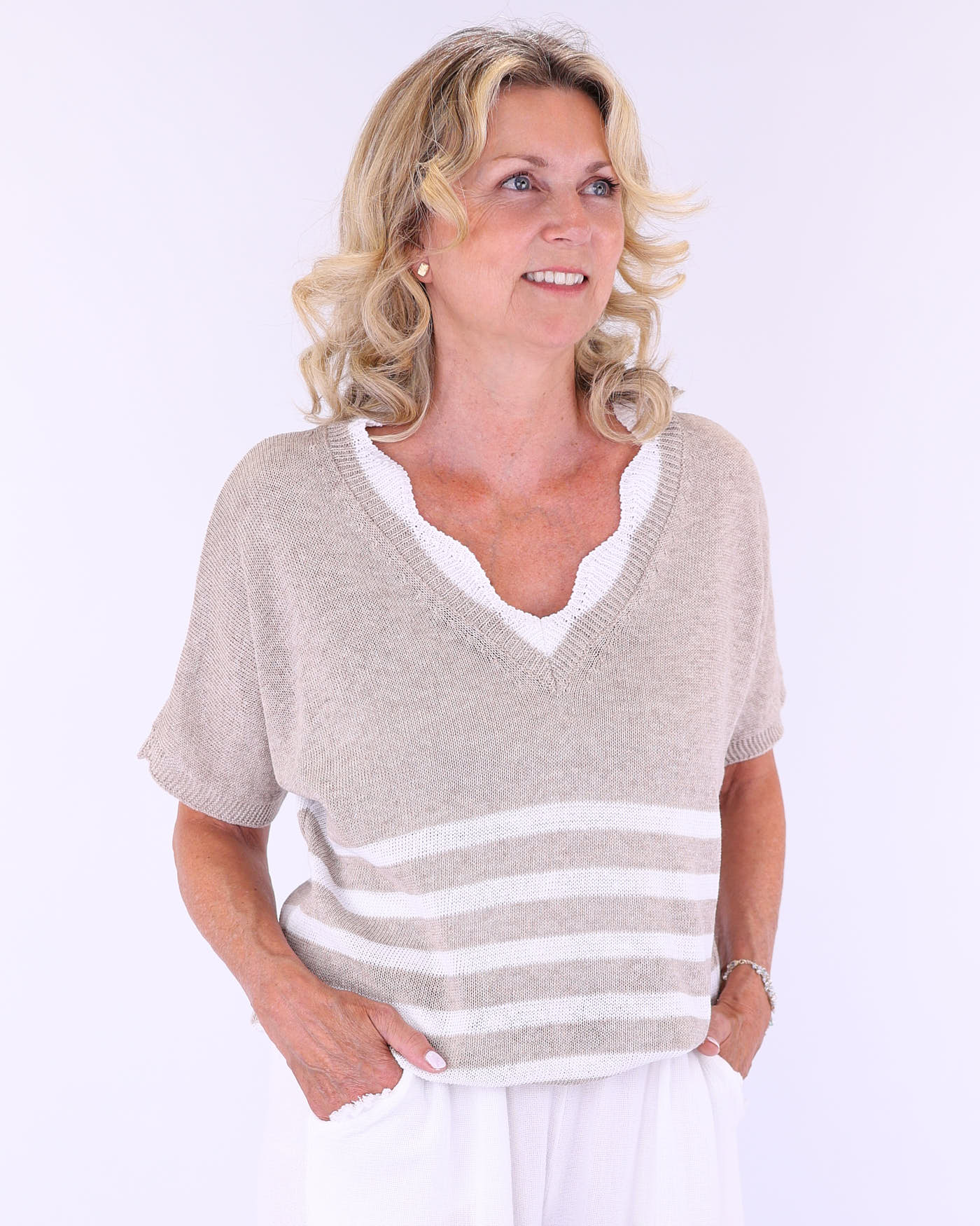 Cotton Blend Wave Top
