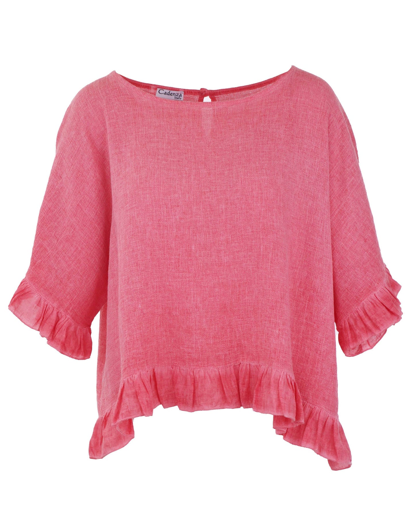 Linen and Cotton Blend Frill Top