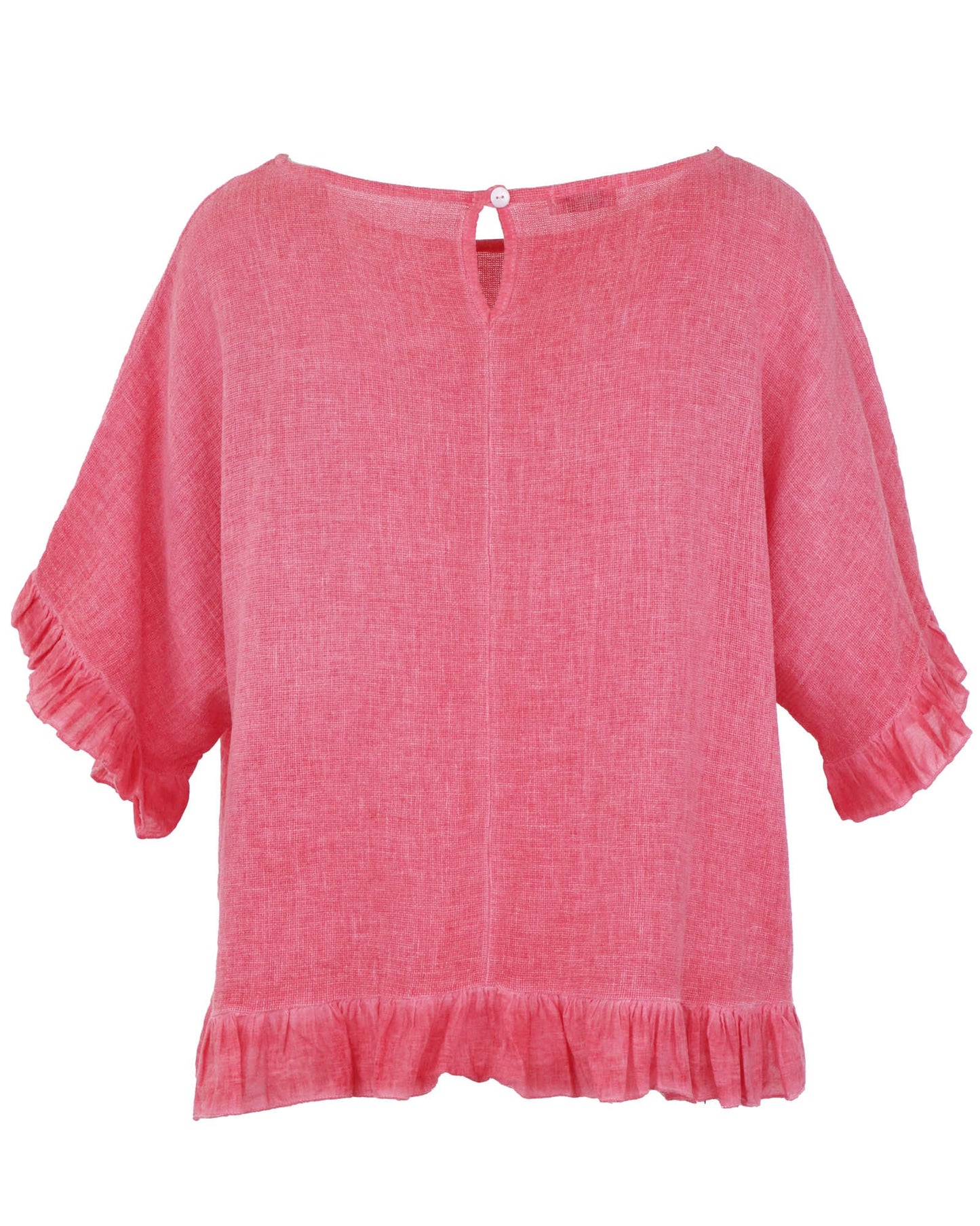 Linen and Cotton Blend Frill Top